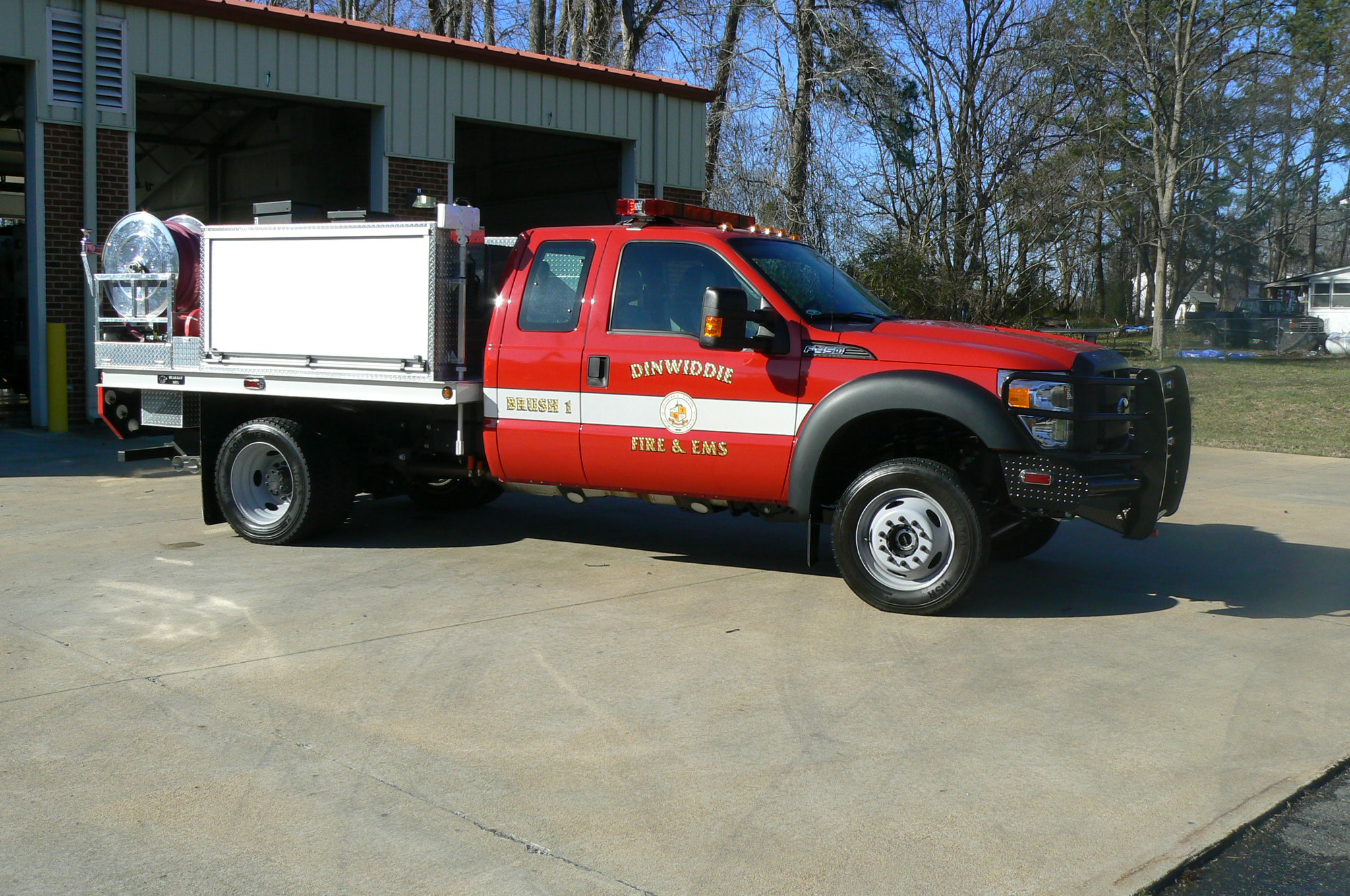 red brush truck