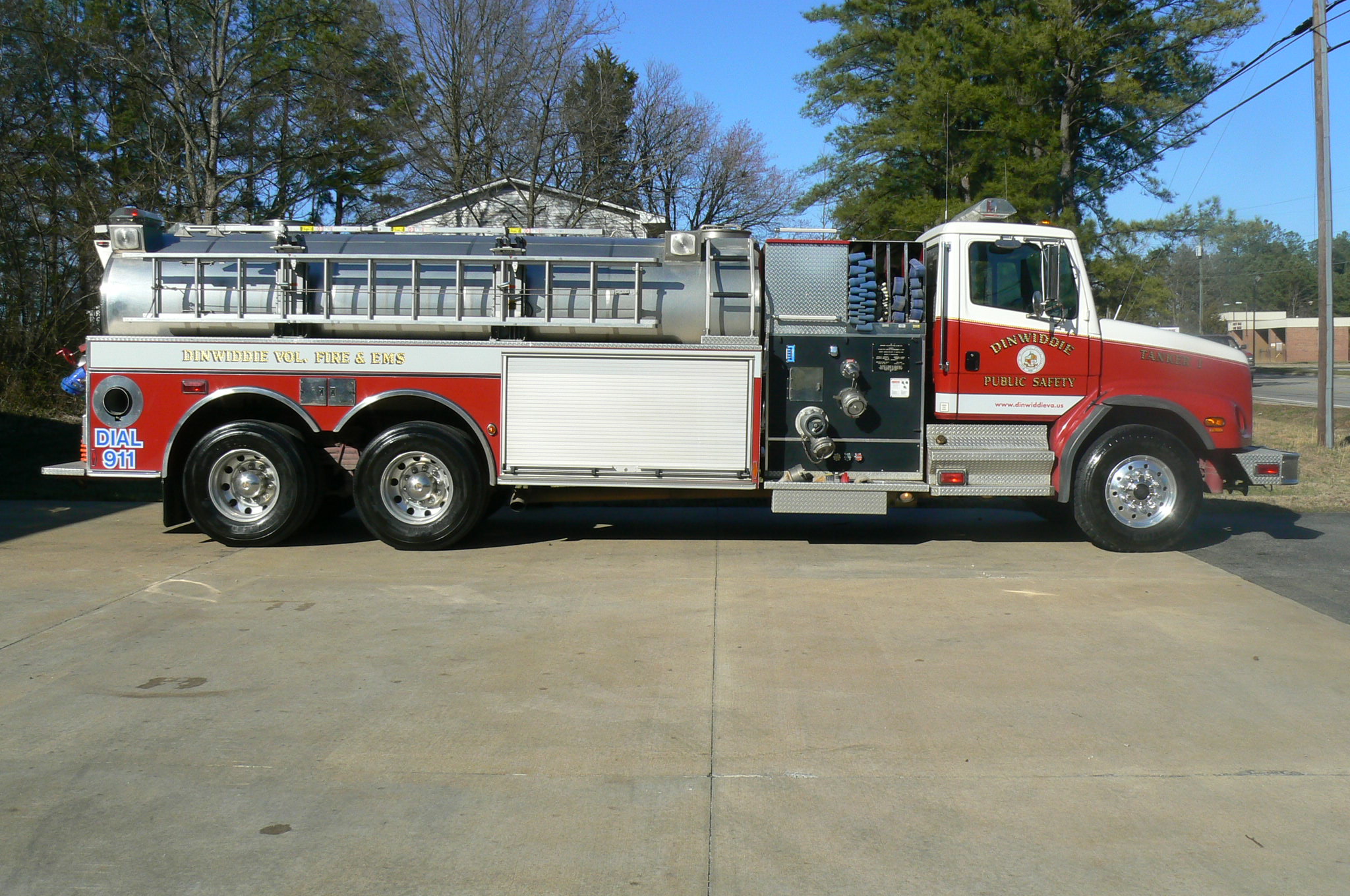 red fire tanker truck