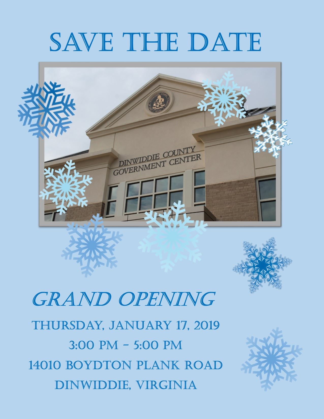 Save the Date Government Center - Snowflakes